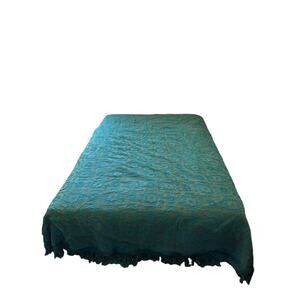 Vintage Sears Bellissimo turquoise and green bedspread